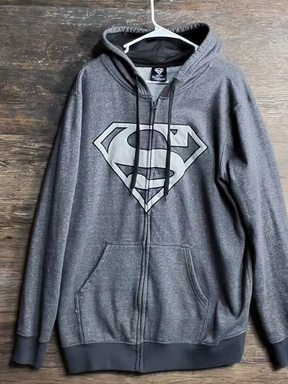 DC Comics Men's Charcoal Gray Superman Zip-Up Hoodie
